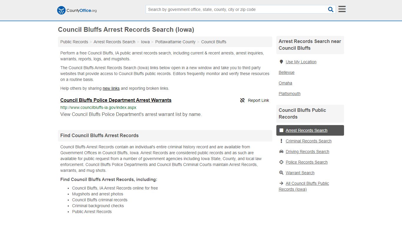 Council Bluffs Arrest Records Search (Iowa) - County Office