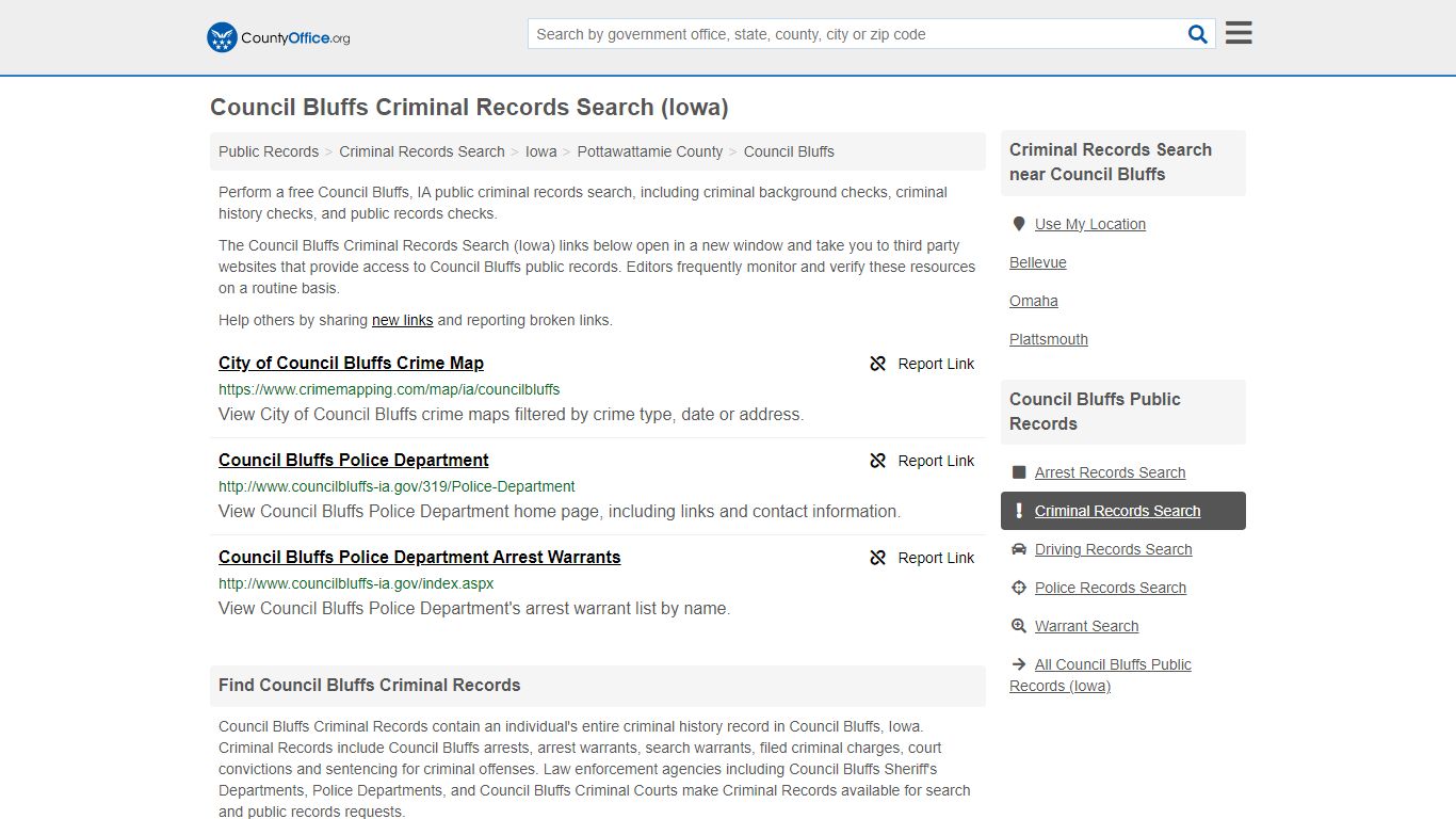 Council Bluffs Criminal Records Search (Iowa) - County Office